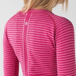 Lululemon Long Sleeve Striped Swiftly Tech Pink